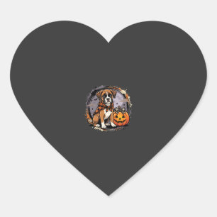 Pegatina En Forma De Corazón Perro Boxer Halloween Calabaza Sublimación