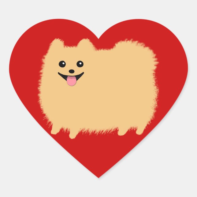 Pegatina En Forma De Corazón Perro caricaturista pomeraniano - Pommy super lind (Anverso)