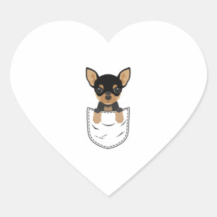 Pegatina En Forma De Corazón Perro chihuahua en bolsillo
