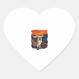 Pegatina En Forma De Corazón Perro Chihuahua Gritando Grito Puente_1