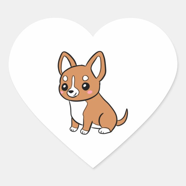 Pegatina En Forma De Corazón Perro chihuahua personalizado (Anverso)