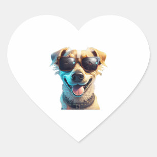 Pegatina En Forma De Corazón perro con gafas de sol Activo