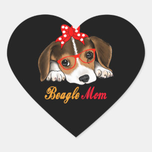 Pegatina En Forma De Corazón Perro con marea de vaca y mamá divertida beagle