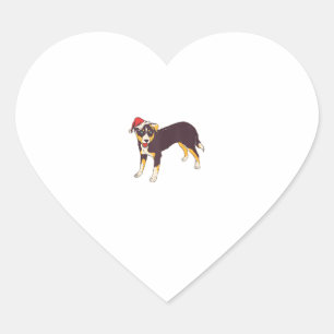Pegatina En Forma De Corazón Perro con Sombrero Santa - Navidades divertidos