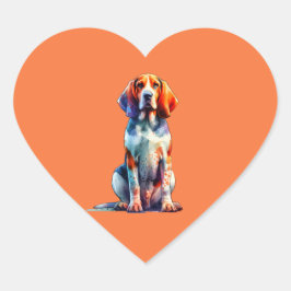 Pegatina En Forma De Corazón Perro conhound inglés americano
