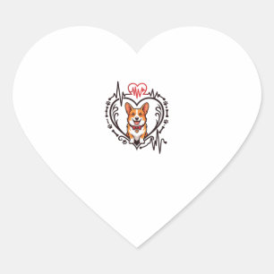 Pegatina En Forma De Corazón Perro Corgi Corazón Latido Ekg Corbata Patas