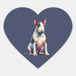Pegatina En Forma De Corazón Perro de Bull Terrier en miniatura