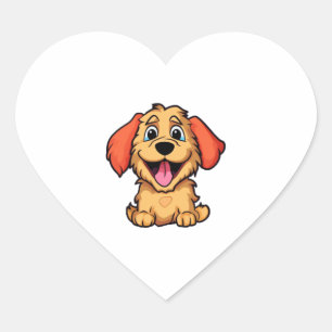 Pegatina En Forma De Corazón Perro de dibujos animados 3