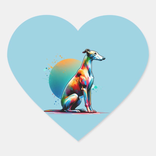 Pegatina En Forma De Corazón Perro de Greyhound (Anverso)