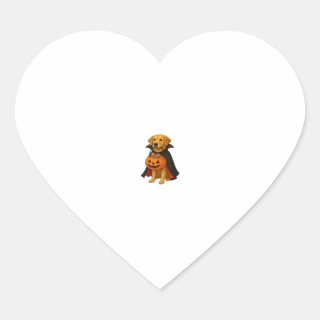 Pegatina En Forma De Corazón Perro de Halloween con calabaza (Anverso)