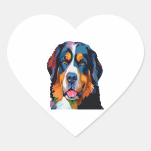 Pegatina En Forma De Corazón Perro de montaña de Bernese colorido