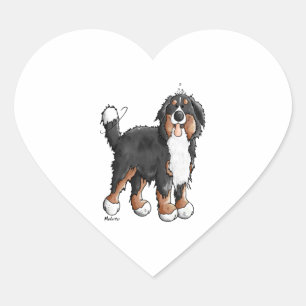 Pegatina En Forma De Corazón Perro de montaña feliz de Berna - Cómic - Perros -