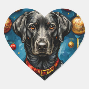 Pegatina En Forma De Corazón Perro de Navidad lindo