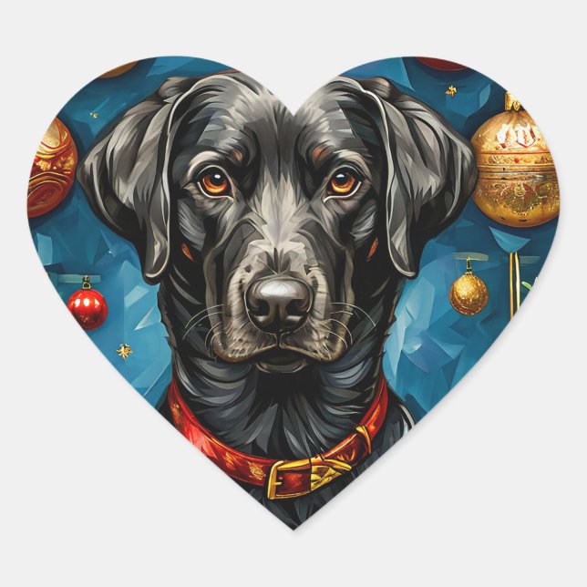 Pegatina En Forma De Corazón Perro de Navidad lindo (Anverso)