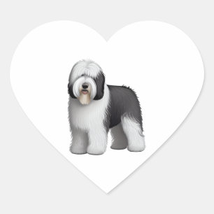Pegatina En Forma De Corazón Perro de oveja inglés 10