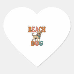 Pegatina En Forma De Corazón Perro de Playa Grabado Vintage Diseño Gráfico_1