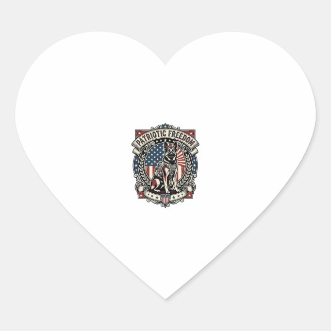 Pegatina En Forma De Corazón Perro de Rescate Patriótico (Anverso)