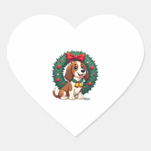 Pegatina En Forma De Corazón Perro del Jingle Bells de Basset Hound