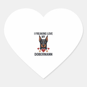 Pegatina En Forma De Corazón Perro Dobermann Corazones Rojos Enloquecido_1