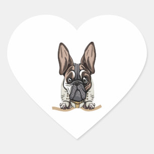 Pegatina En Forma De Corazón Perro en Pocket Curioso Cachorro para el Bulldog d