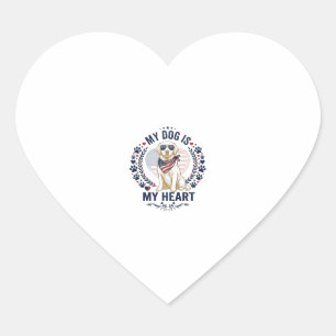 Pegatina En Forma De Corazón Perro Es Corazón Bandera Americana Gafas de sol_1