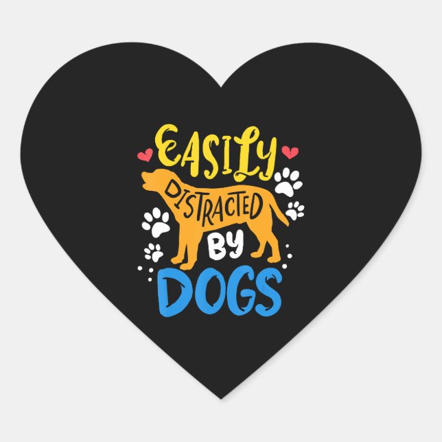 Pegatina En Forma De Corazón Perro fácilmente distraído (Anverso)