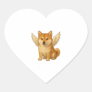 Pegatina En Forma De Corazón Perro feliz chiba inu angel personalizado