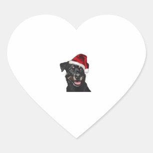 Pegatina En Forma De Corazón Perro feliz con traje Gorra de Santa Claus para ad