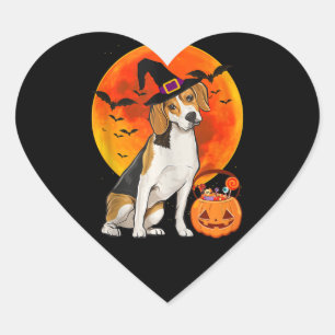 Pegatina En Forma De Corazón Perro Halloween Beagle Jack O Lantern Tank