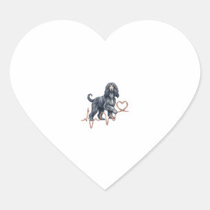 Pegatina En Forma De Corazón Perro Lebrel Afgano Línea De Latido Corazón