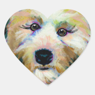 Pegatina En Forma De Corazón Perro lindo adorable cara divertida pintura de art