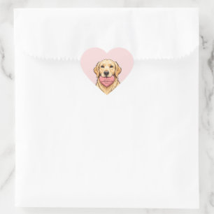 Pegatina En Forma De Corazón Perro Lindo con Corazón Feliz Día de San Valentín