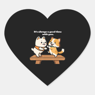 Pegatina En Forma De Corazón Perro lindo Tee siempre un buen momento con usted