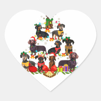 Pegatina En Forma De Corazón Perro Lover Regalos Dachshund Árboles Navidades Lu