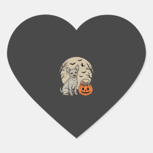 Pegatina En Forma De Corazón Perro Momia de Halloween y Caramelo de Calabaza
