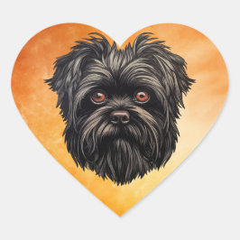 Pegatina En Forma De Corazón Perro mono Affenpinscher Affens Terrier