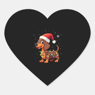 Pegatina En Forma De Corazón Perro navidad Dachshund Santa Xmas Wiener 3