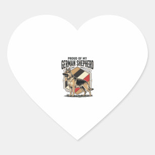 Pegatina En Forma De Corazón Perro Pastor Alemán Gráfico Grabado Vintage Amor P