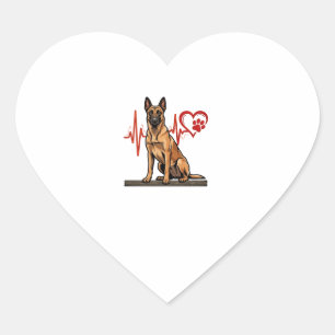 Pegatina En Forma De Corazón Perro pastor belga latido de corazón pata corazón
