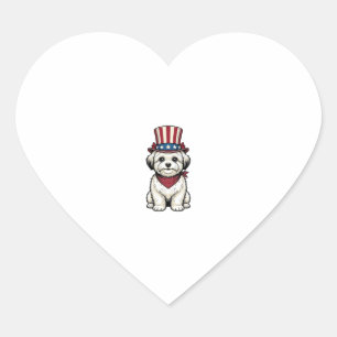 Pegatina En Forma De Corazón Perro Patriótico Diseño Vectorial de Grabado Vinta