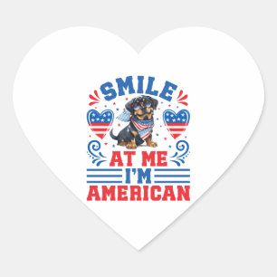 Pegatina En Forma De Corazón Perro Patriótico Rottweiler para el 4 de julio