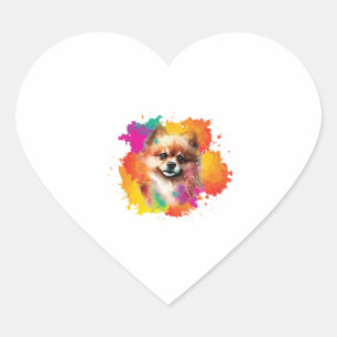 Pegatina En Forma De Corazón Perro Pomeranian Dwarf Spitz Cachorro