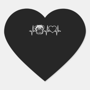 Pegatina En Forma De Corazón Perro pug Cute Dog Heartbeat Lovely Pug Dog