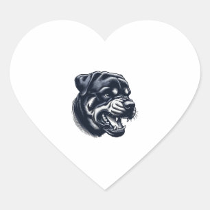 Pegatina En Forma De Corazón Perro Rottweiler Enojado – Arte de Perro Guardián 