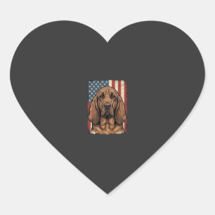 Pegatina En Forma De Corazón Perro Sabueso Patriótico Arte de la Bandera Americ