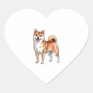 Pegatina En Forma De Corazón Perro Shiba Inu - Lindo y Feliz