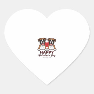 Pegatina En Forma De Corazón Perros Boxer Feliz Día de San Valentín Vintage