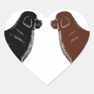 Pegatina En Forma De Corazón Perros de Terranova Negra y Marrón