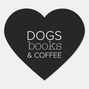 Pegatina En Forma De Corazón Perros Libros Café Librero Perro Mamá