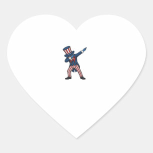 Pegatina En Forma De Corazón Personaje Patriótico Dabbing Diseño Vector Vintage